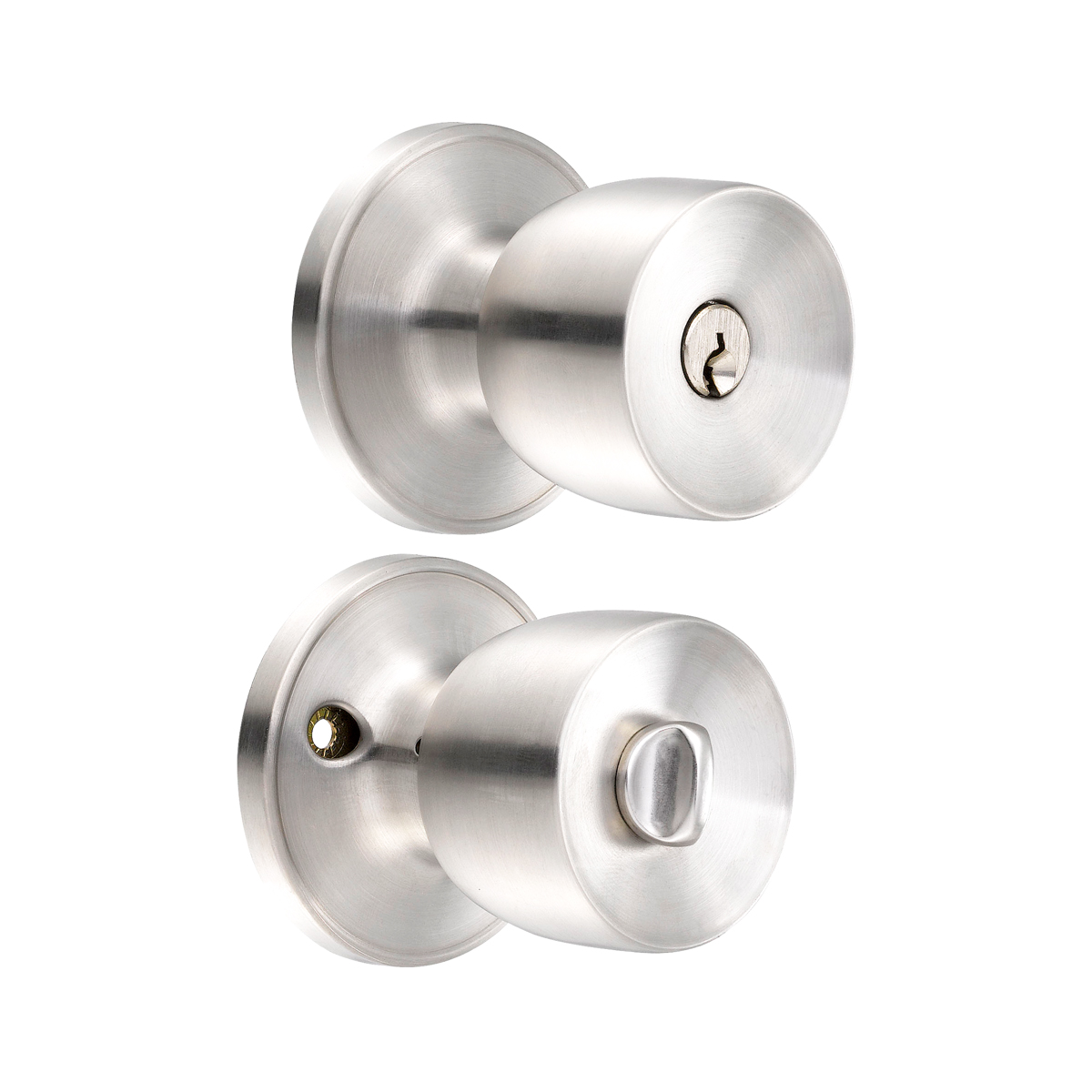 Pomo tubular copa recta función recámara, acero inoxidable, llave estándar, blíster