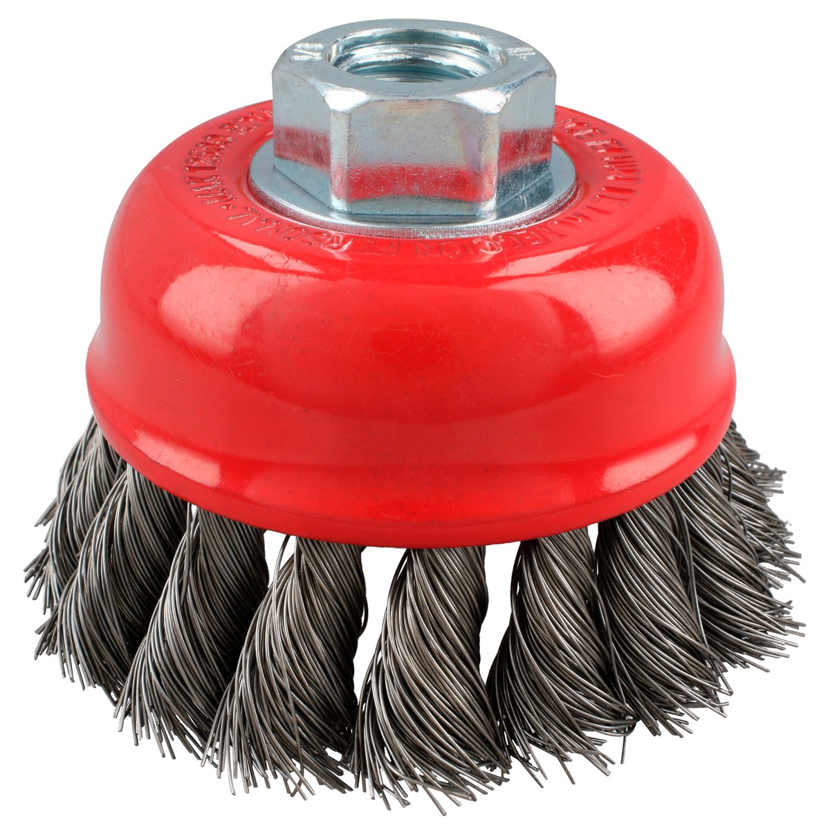 Carda copa trenzada alambre delgado 3" x 0.35 mm con rosca M14