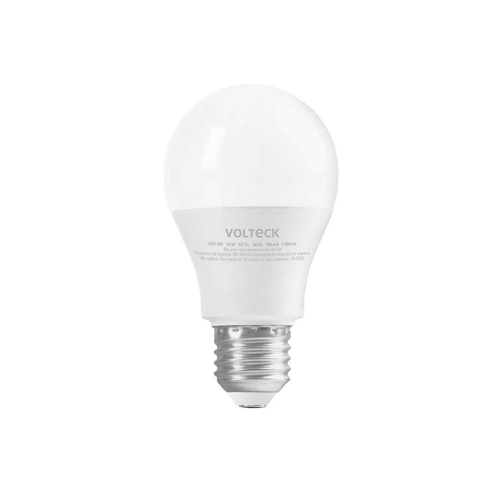 Foco LED 12W (75W) A19, 6500K blanca fría, 1050 lm, blíster