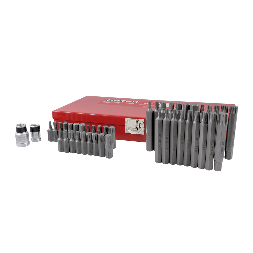 Juego combinado de puntas hexágono de 3/8" con adaptadores, 44 piezas en caja metalica