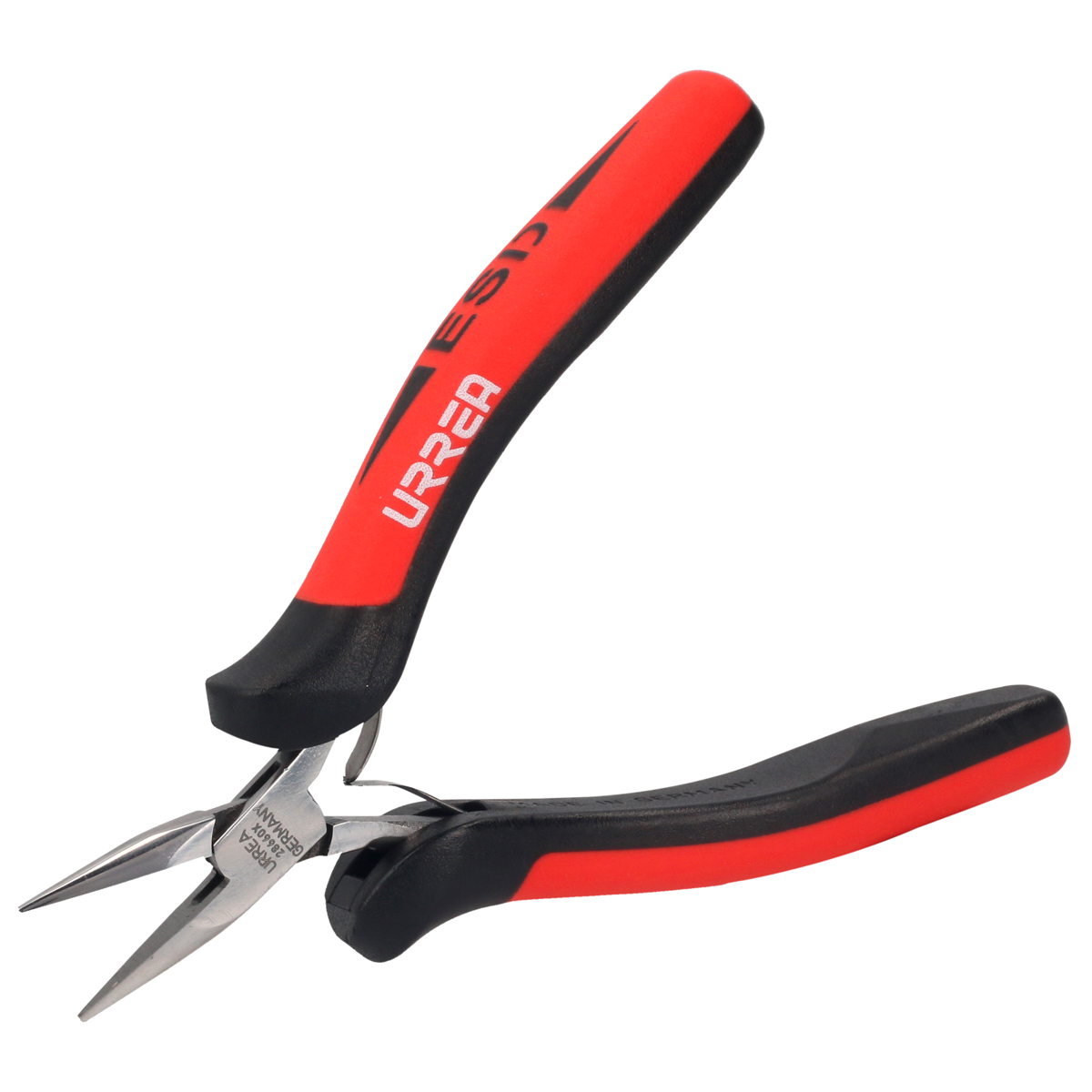 Pinza para electrónica con mango antiestático aguja recta de 4-3/4"