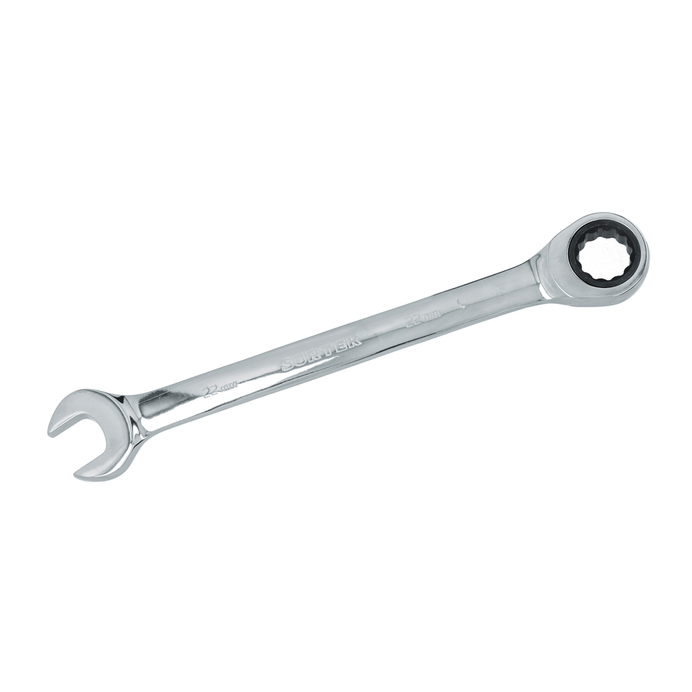 Llave combinada pulido espejo de matraca métrica, 12 puntas, 22mm