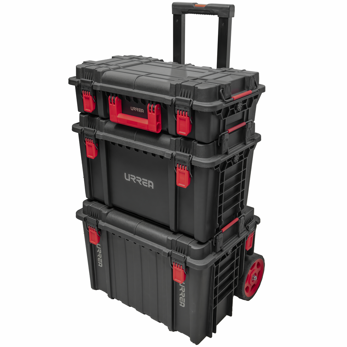 Juego de cajas modulares plásticas color negro 22", 3 piezas