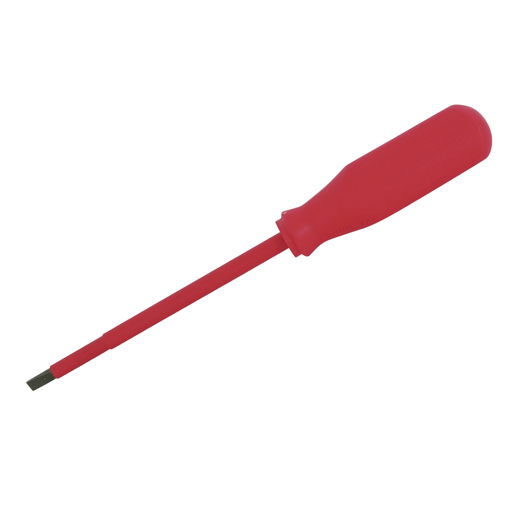 Destornillador rojo 1000 V, punta plana 3/32", 3"