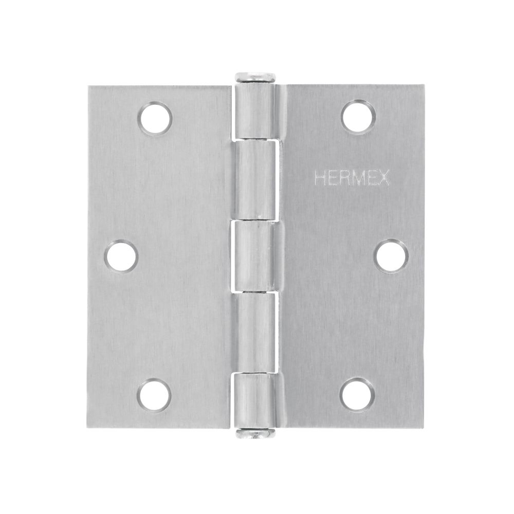Bisagra cuadrada 3-1/2', acero satinado, cabeza plana HERMEX