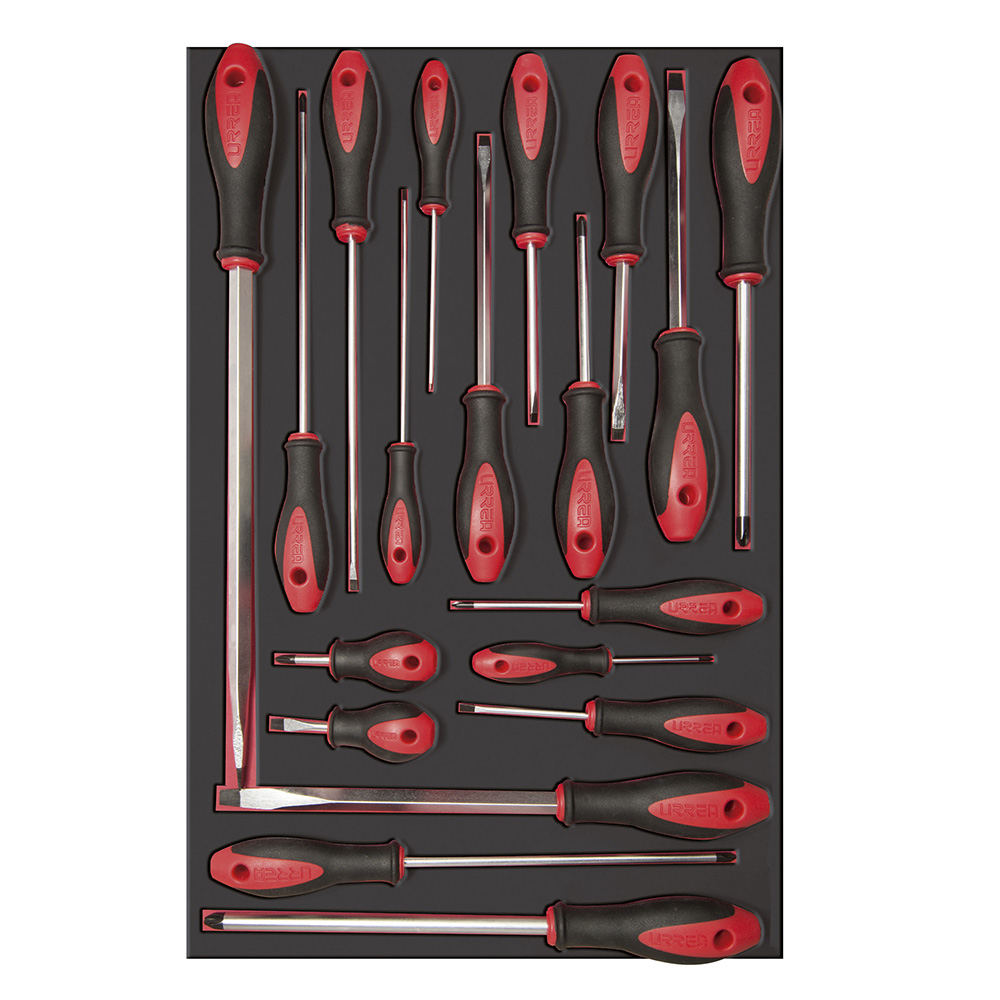 Juego de destornilladores con mango bimaterial varias puntas 19 piezas, CH307-C