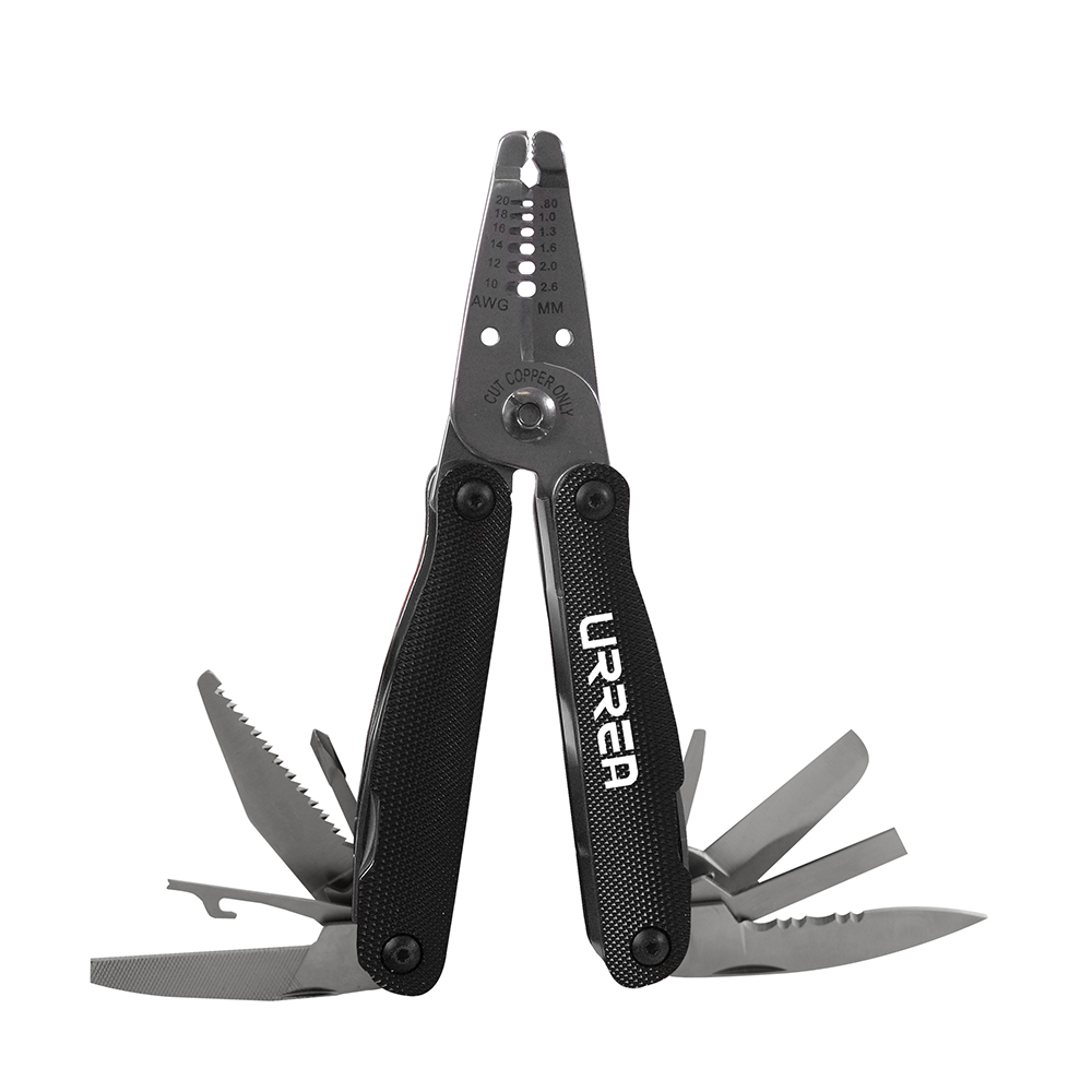 Pinza multiherramienta con mango antiderrapante de aluminio 12 en 1 pelacable de 6"
