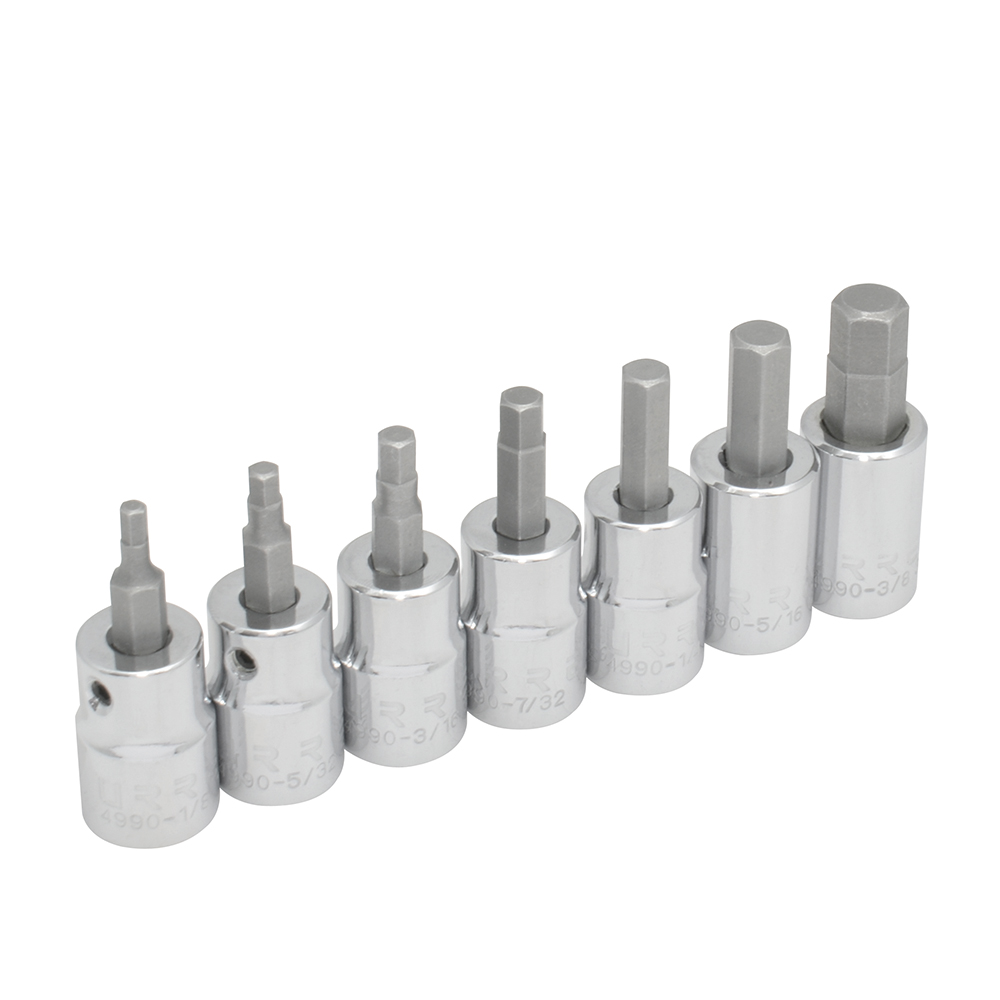 Juego de dados punta hexagonal cuadro de 3/8", en pulgadas, 7 piezas