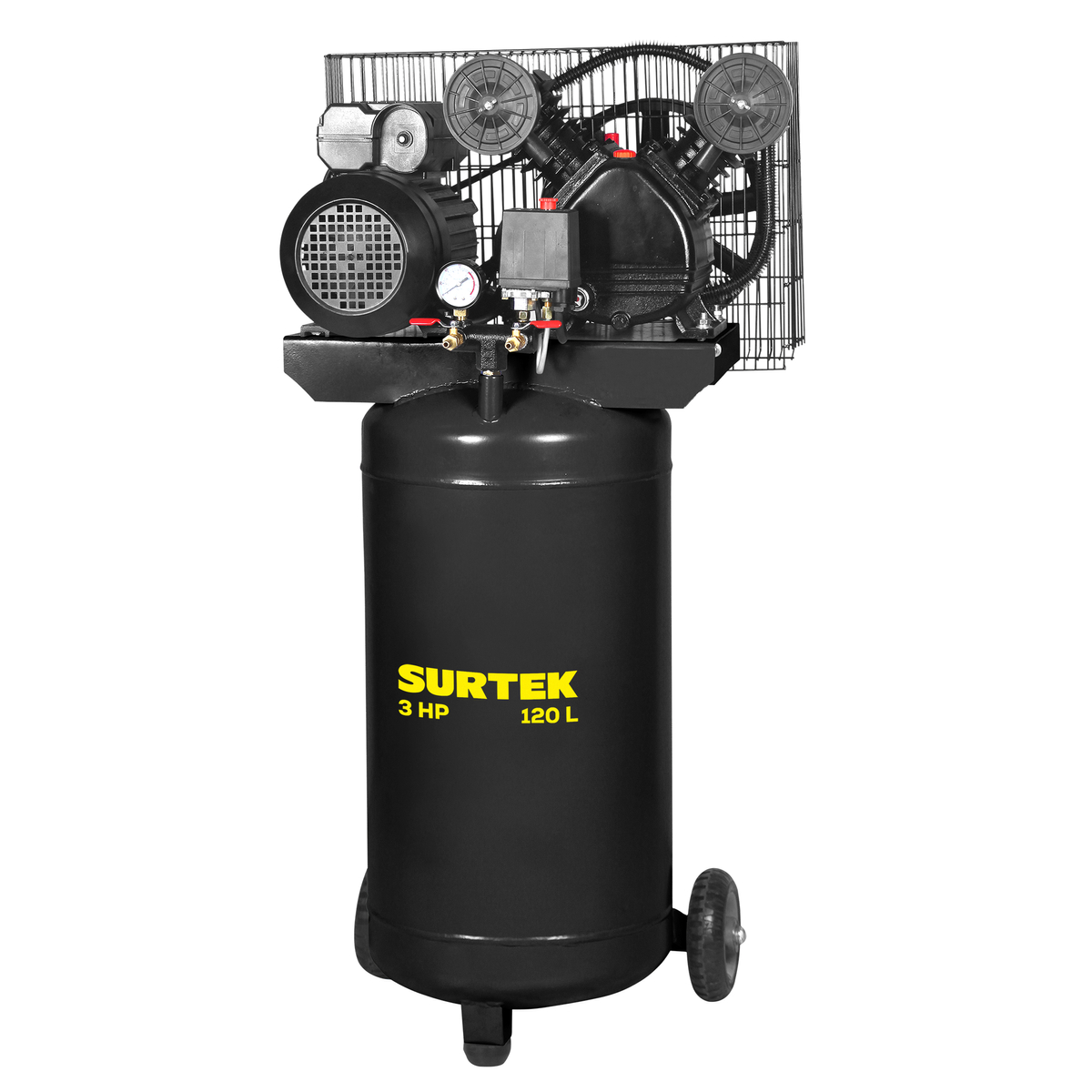 Compresor de aire eléctrico con transmisión de banda vertical 120 Lt, 3 HP, 120 V
