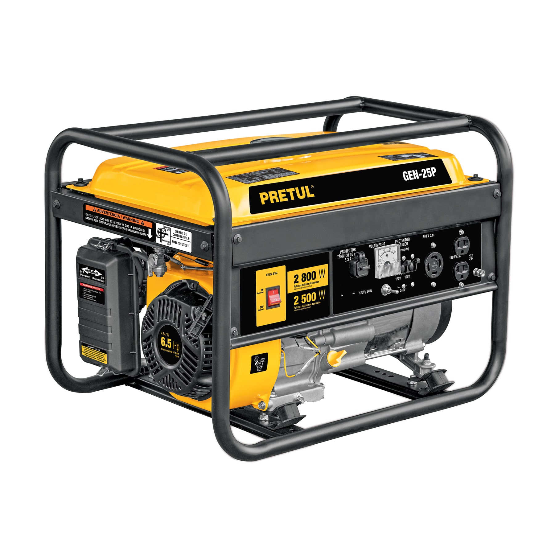 Generador portátil 2.5 kW motor a gasolina, PRETUL