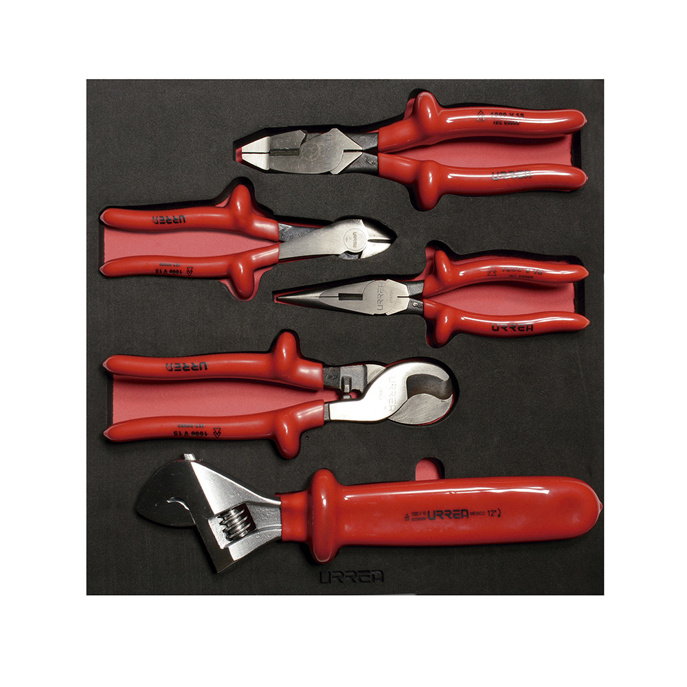 Juego de pinzas y llave ajustable 1000 V 5 piezas, charola CH220-C