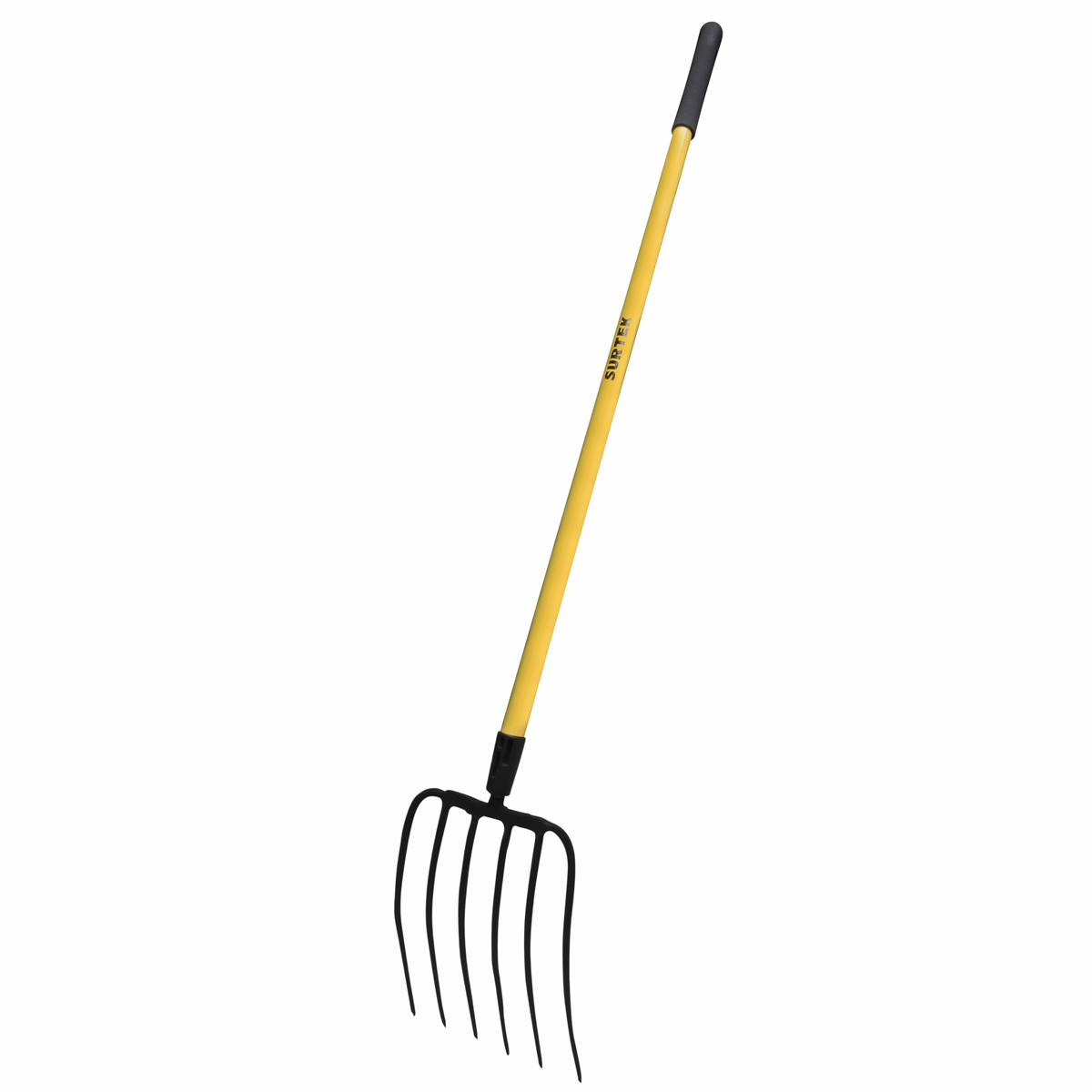 Bieldo forjado en una pieza con mango de madera de 6 dientes, 48"