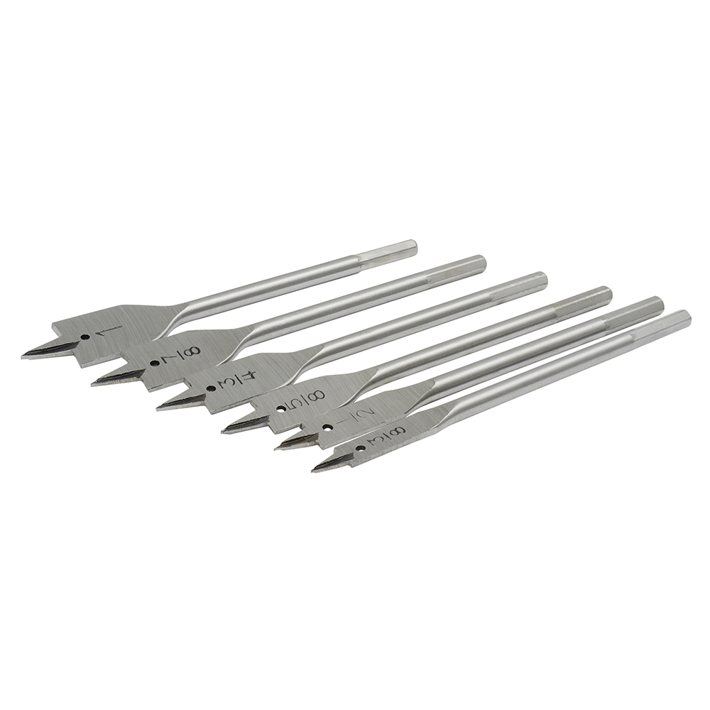 Juego de brocas para madera de acero al carbono tipo manita zanco hexagonal, 6 piezas