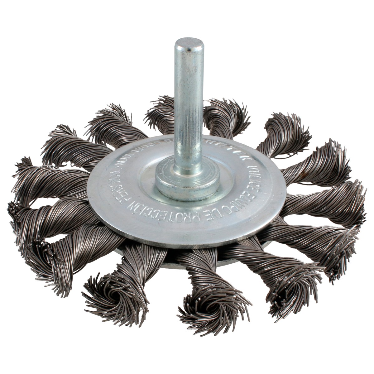 Carda circular trenzada alambre grueso 3" x 0.50 mm con zanco 1/4"