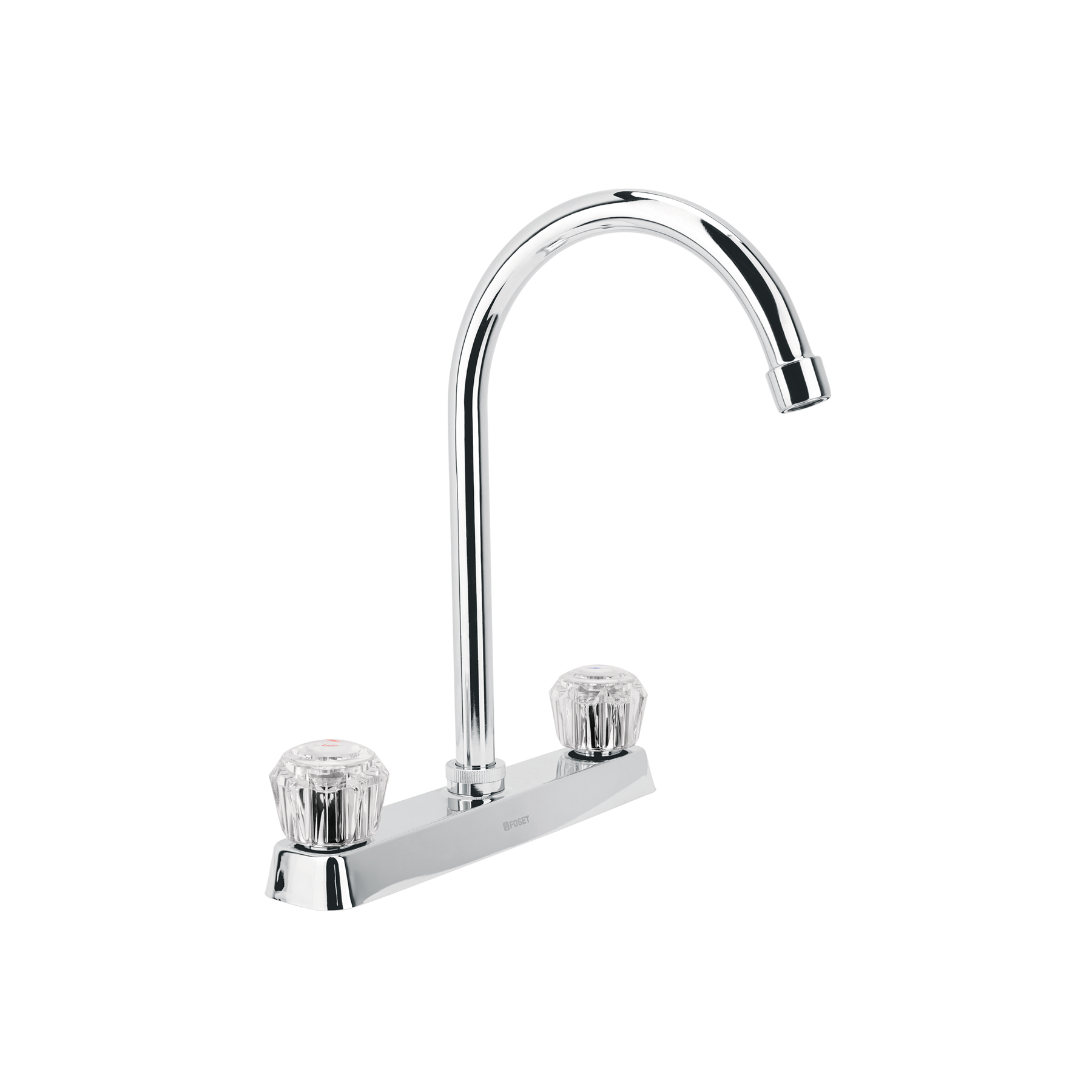 Mezcladora 8' fregadero cromo, cuello curvo, acrílico, BASIC