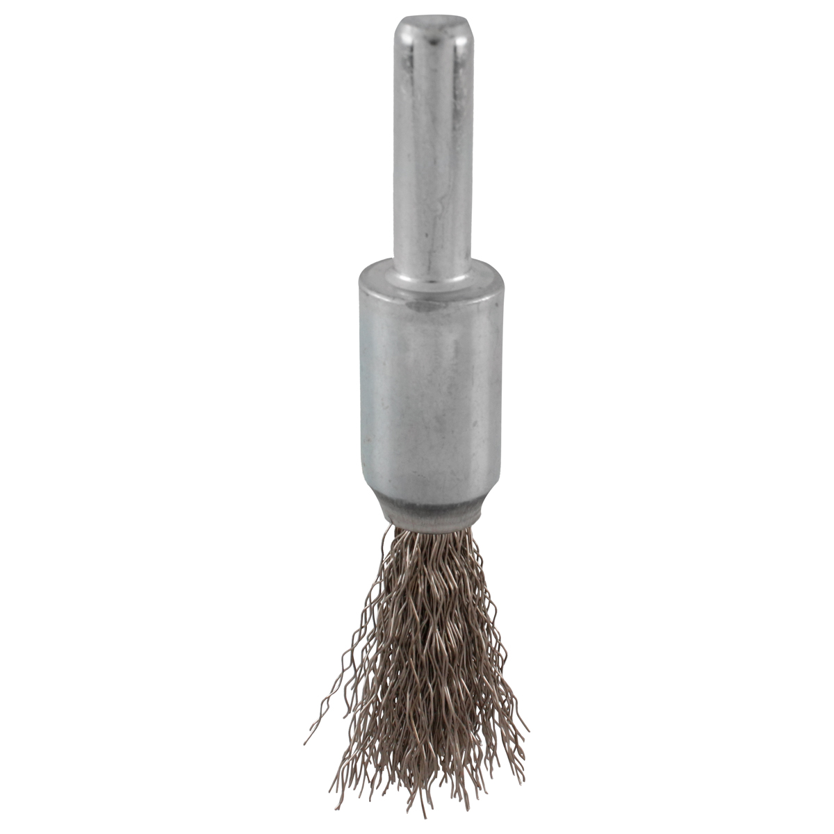 Carda tipo brocha ondulada alambre fino de acero inoxidable 1/2" x 0.20 mm con zanco 1/4"