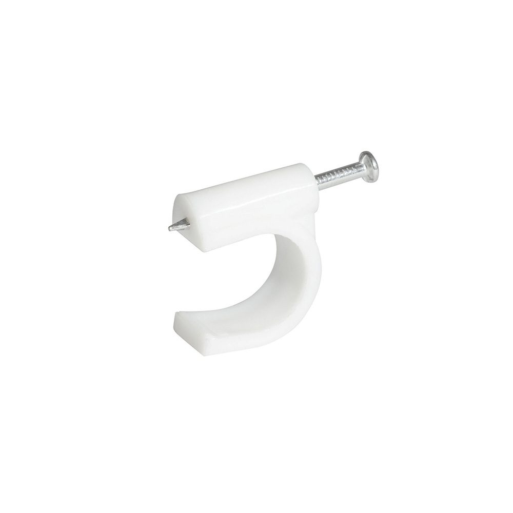 Grapa para cable coaxial 10 mm, color blanco, 20 piezas