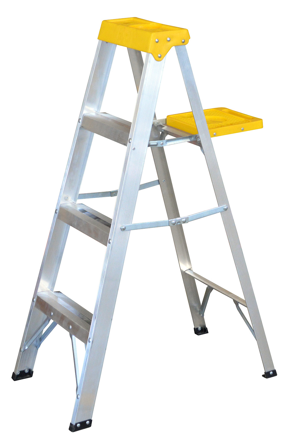 Escalera de tijera tipo III de aluminio y tapa plástica con 3 peldaños