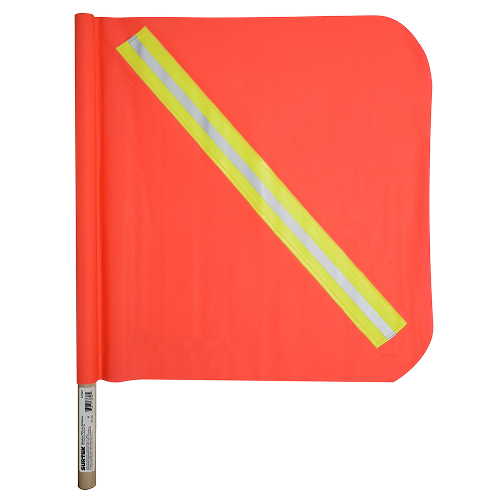Banderín de PVC con reflejante y vástago de madera