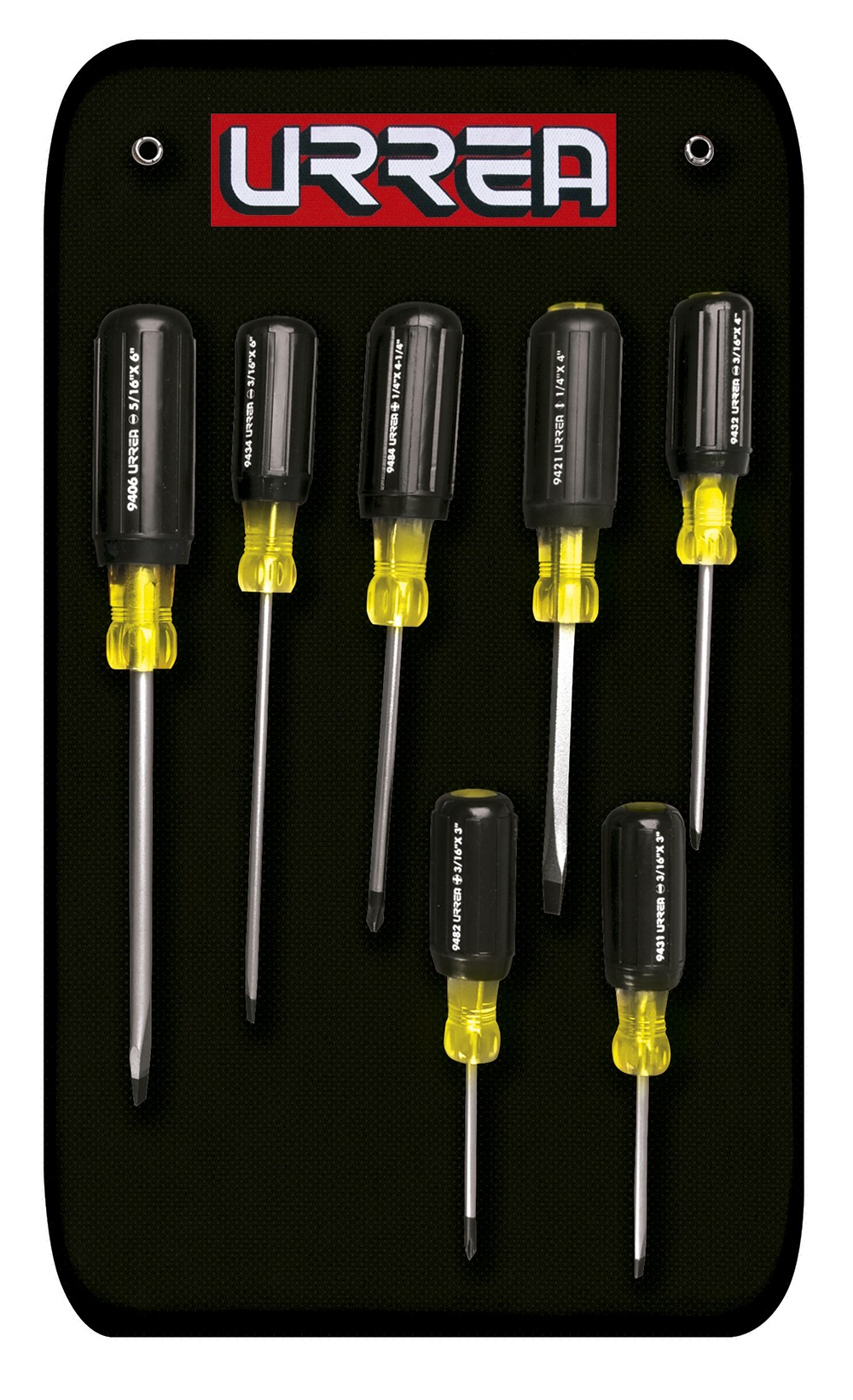 Juego de destornilladores con mango cushion grip, combinados, 7 piezas en estuche