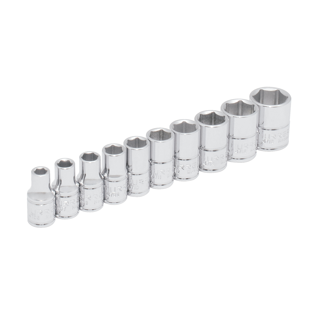 Juego de dados cuadro de 1/4" en pulgadas, 10 piezas
