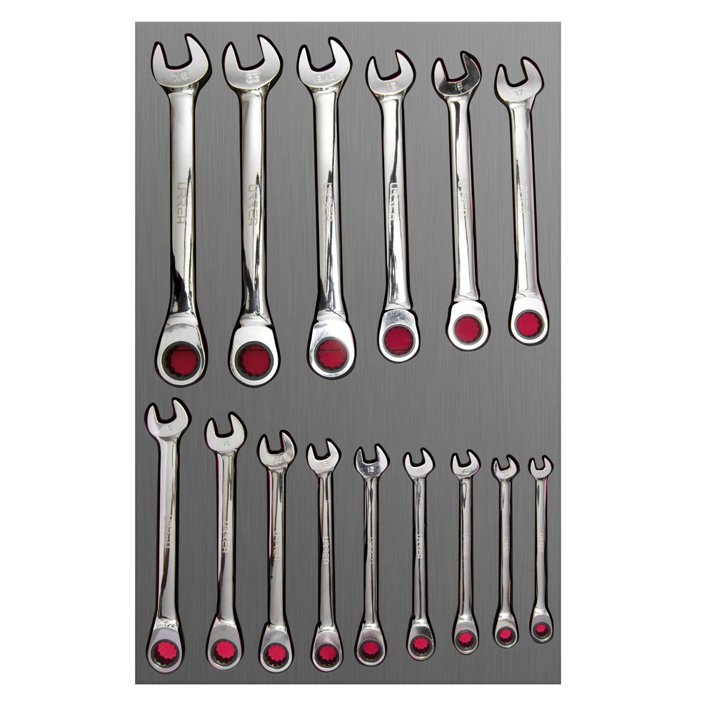 Juego de llaves combinadas de matraca métricas 15 piezas, CH313L-C