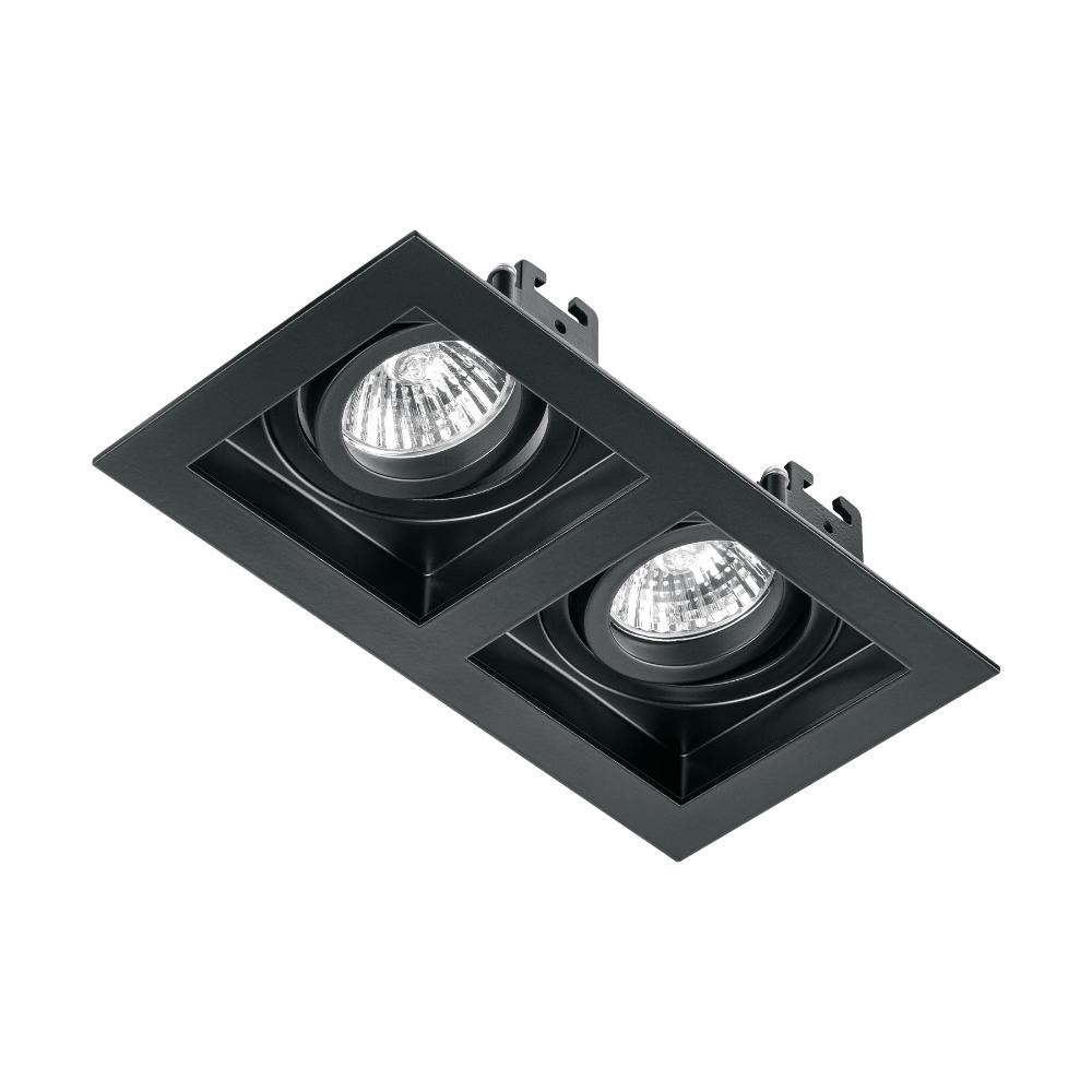 Luminario empotrable con 2 spots dirigibles, negro, VOLTECK