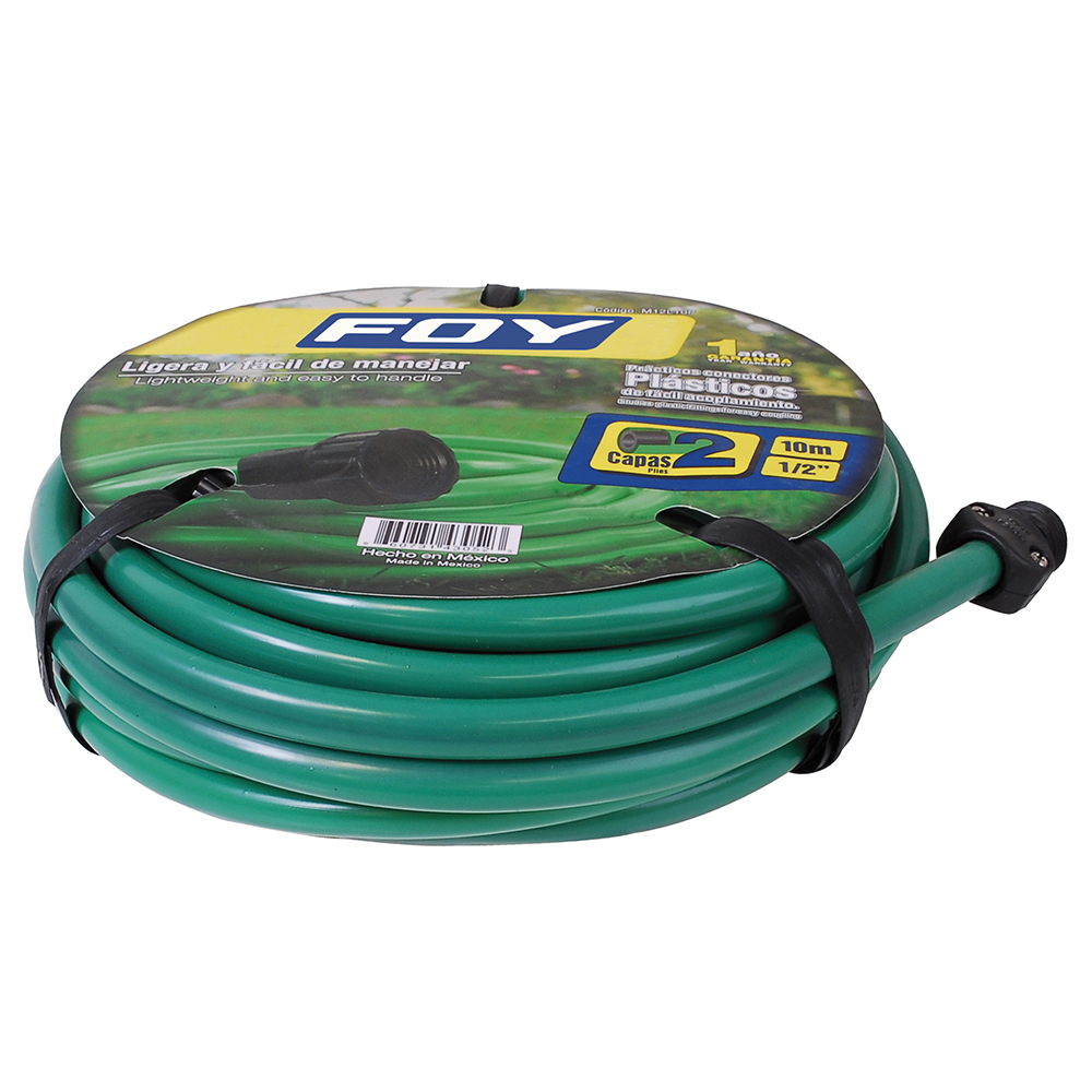 Manguera para jardín lisa con conector plástico 2 capas 1/2", 10 m
