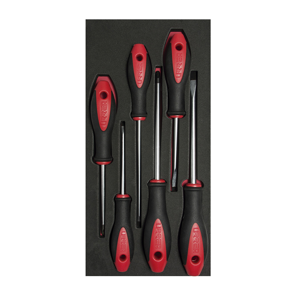 Juego de destornilladores con mango bimaterial varias puntas 6 piezas, CH115-C