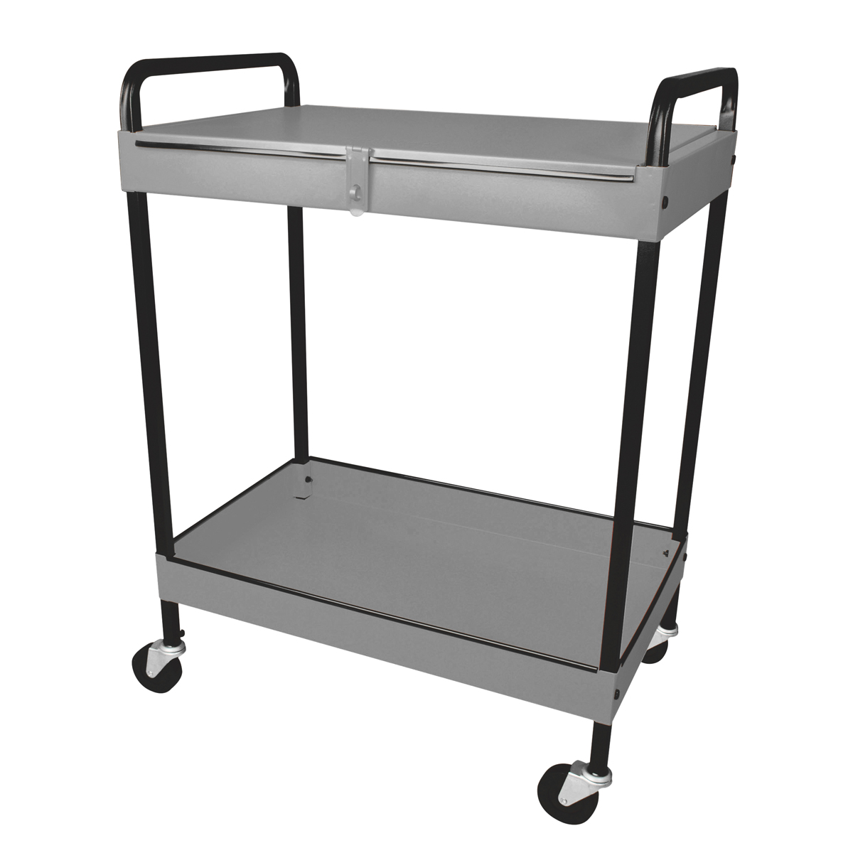 Carro utilitario de lámina gris 2 niveles 25"
