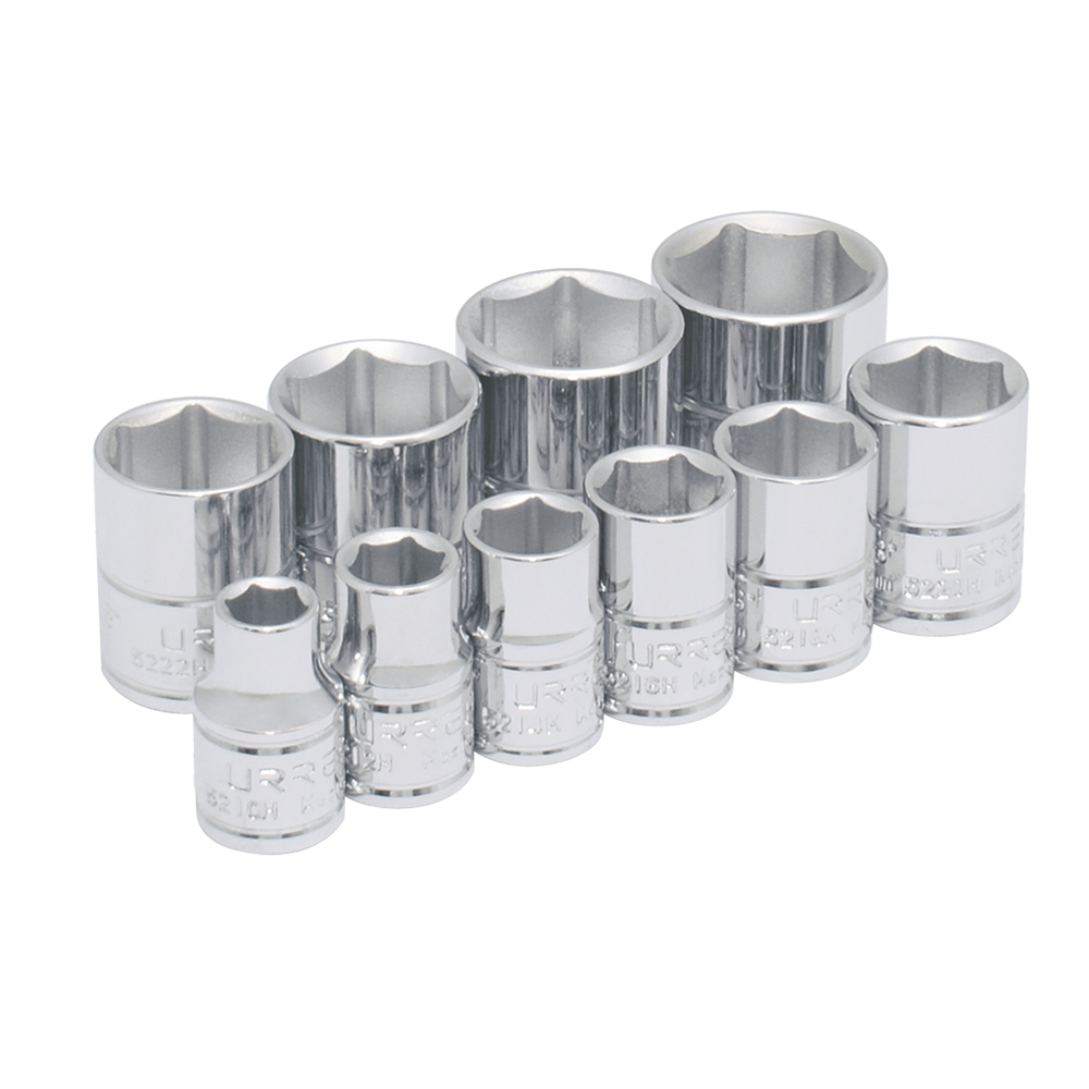 Juego de dados cuadro de 3/8", 6 puntas, en pulgadas, 10 piezas