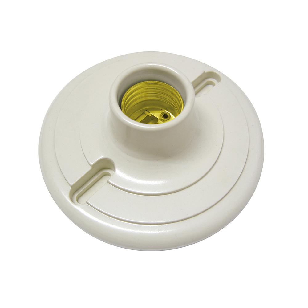 Portalámpara redonda de baquelita para techo 4", color blanco