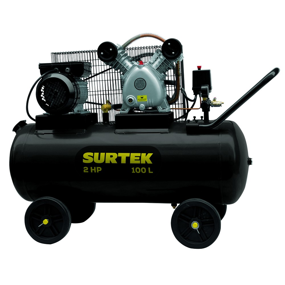 Compresor de aire eléctrico con transmisión de banda 100 Lt, 2 HP, 127 V