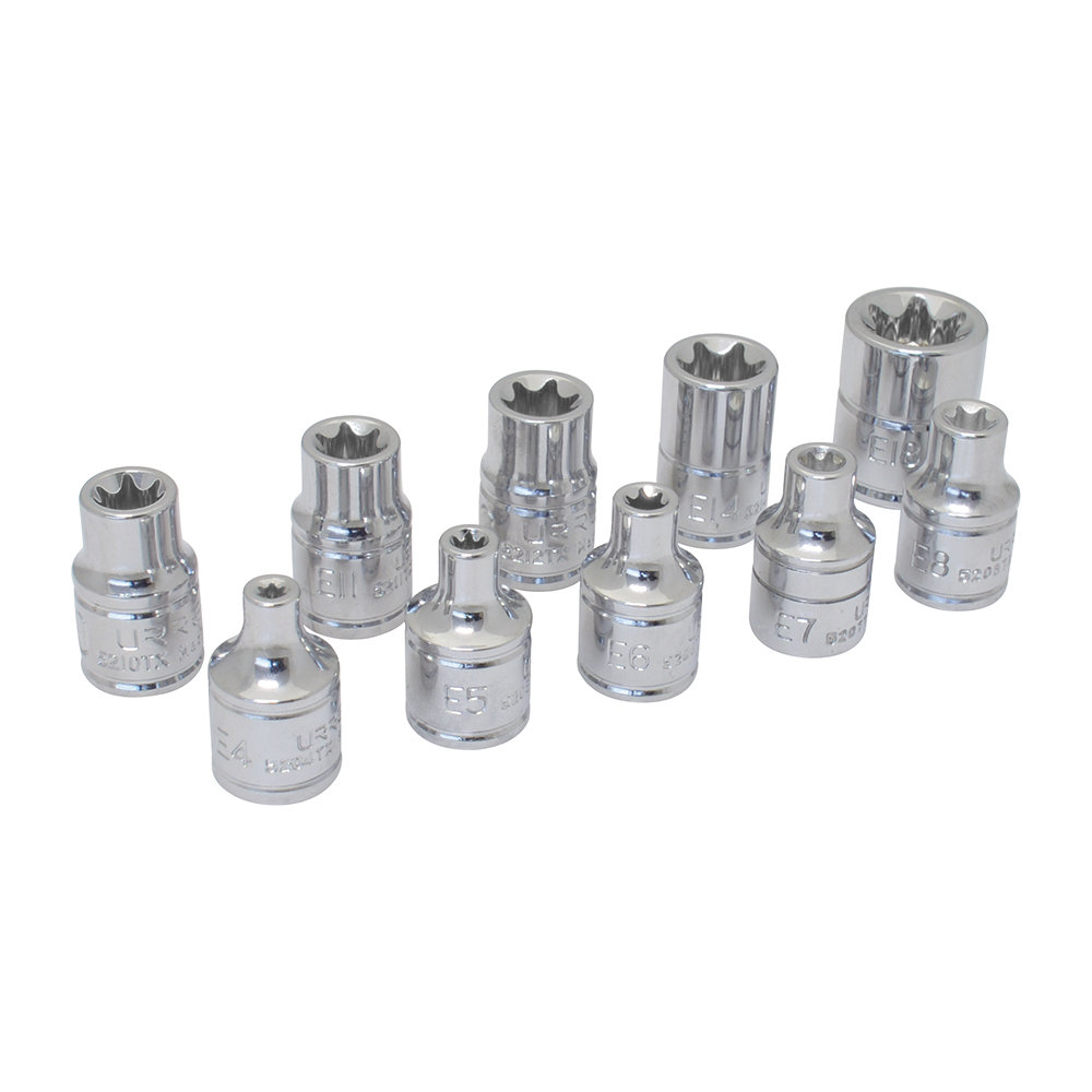 Juego de dados torx hembra cuadro de 3/8", 10 piezas