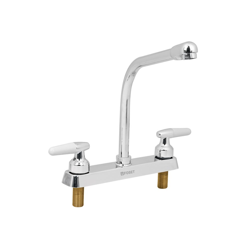 Mezcladora 8' fregadero cromo, cuello cobra, cono, BASIC