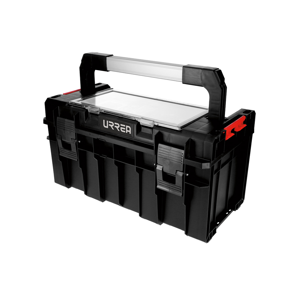 Caja portaherramientas plástica modular con organizador color negro 18"x 10" x 9"