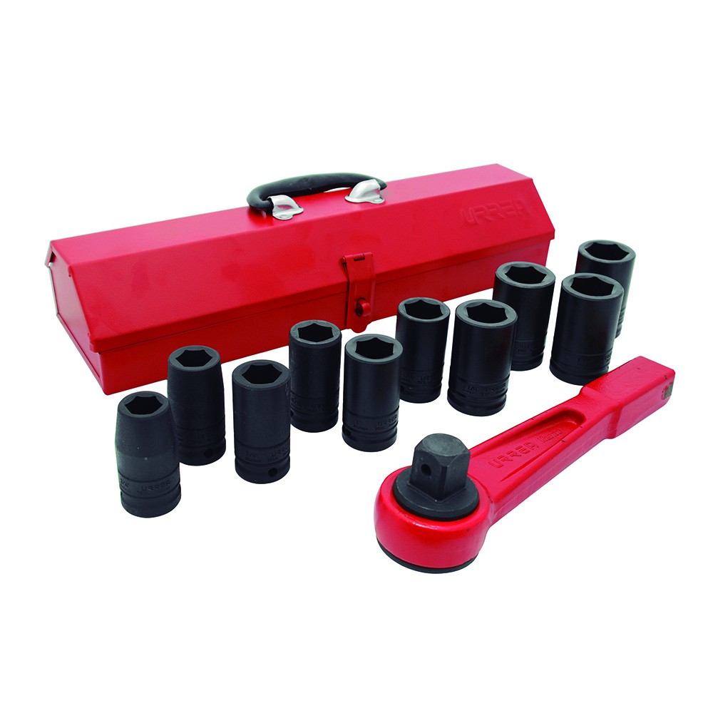 Juego de dados largos y accesorios de impacto cuadro de 3/4", en pulgadas, 12 piezas