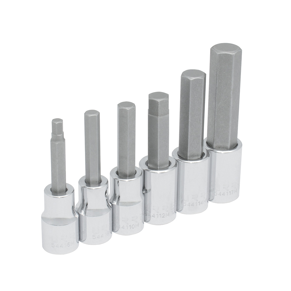 Juego de dados con punta hexagonal cuadro de 1/2", métricos, 6 piezas
