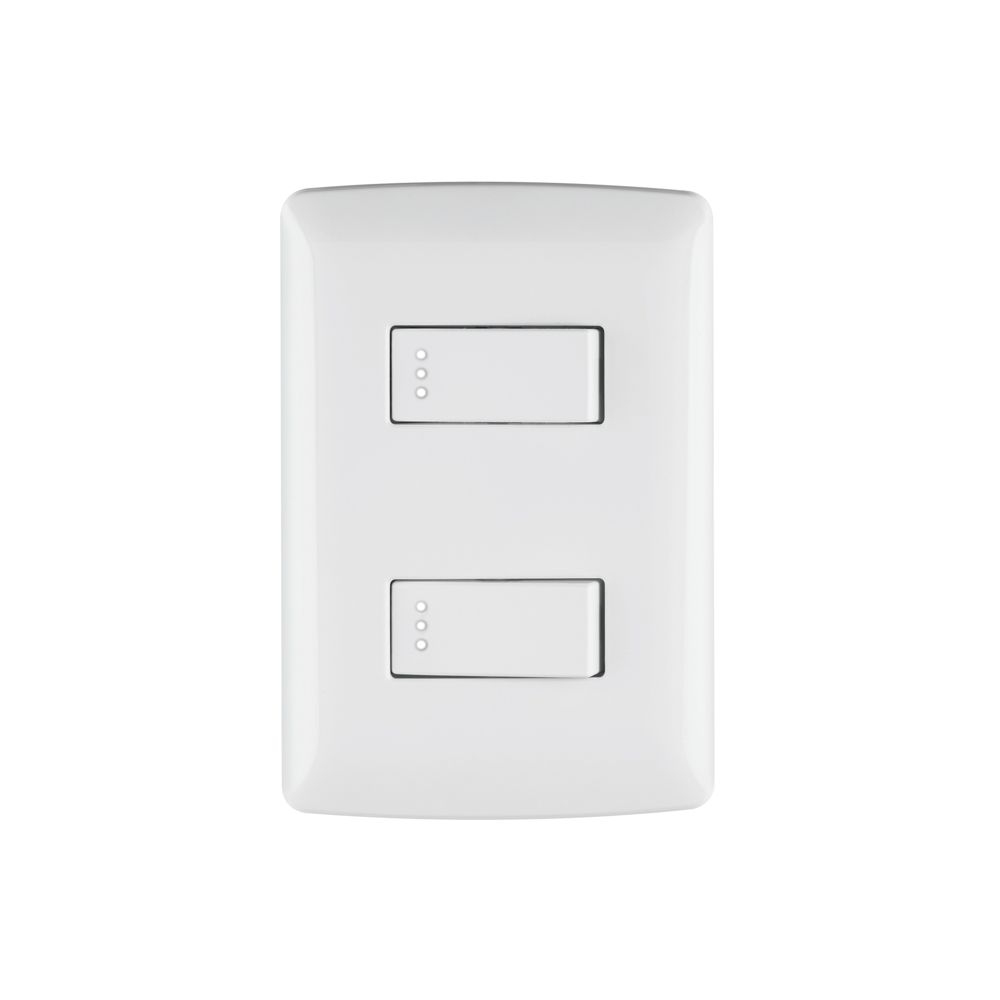 Placa armada, 2interruptores sencillos,blanco,línea Italiana
