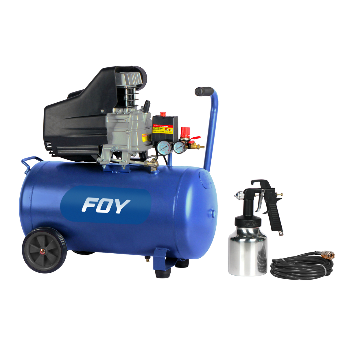 Compresor de aire eléctrico lubricado con pistola y manguera 25 Lt, 2 HP, 120 V