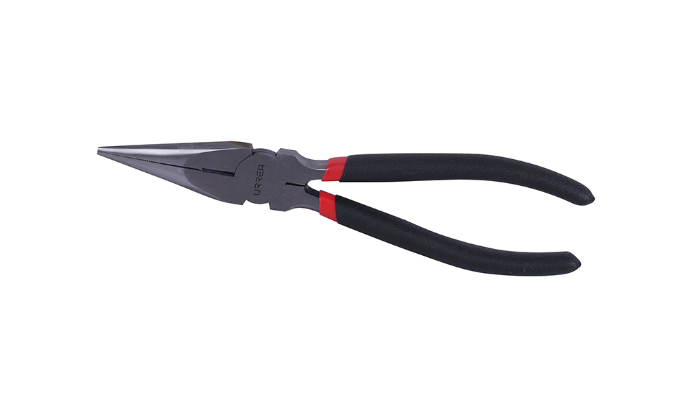 Pinza para electricista con mango rubber grip punta conica corte lateral de 8-9/16"