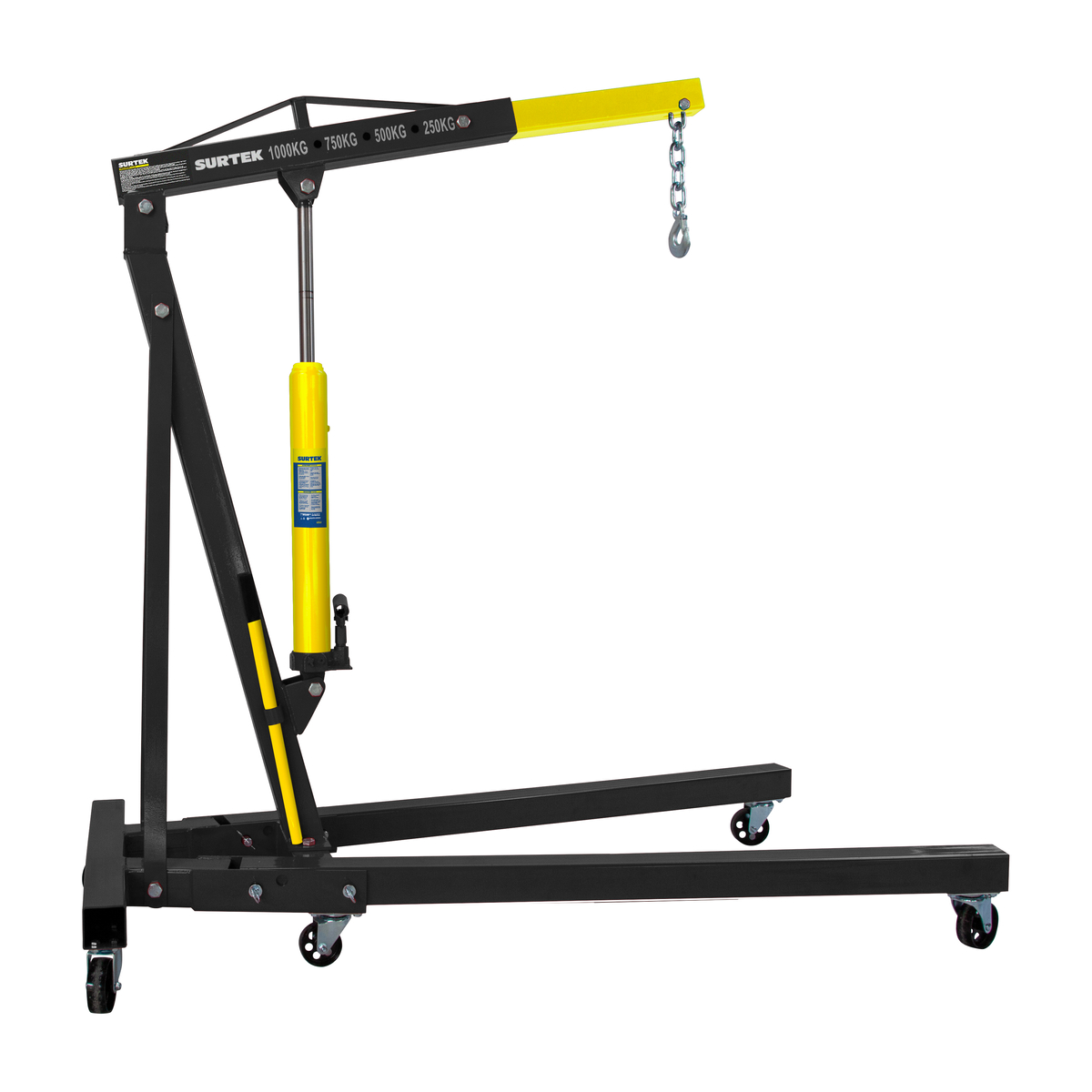 Pluma hidráulica plegable con posición de levantamiento adaptable, 2 ton