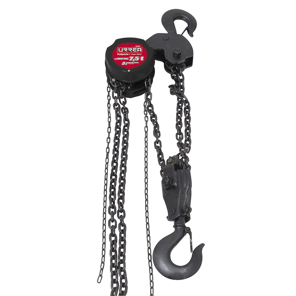 Polipasto manual sistema doble freno cadena 3 m , 3 ramales, 7.5 ton