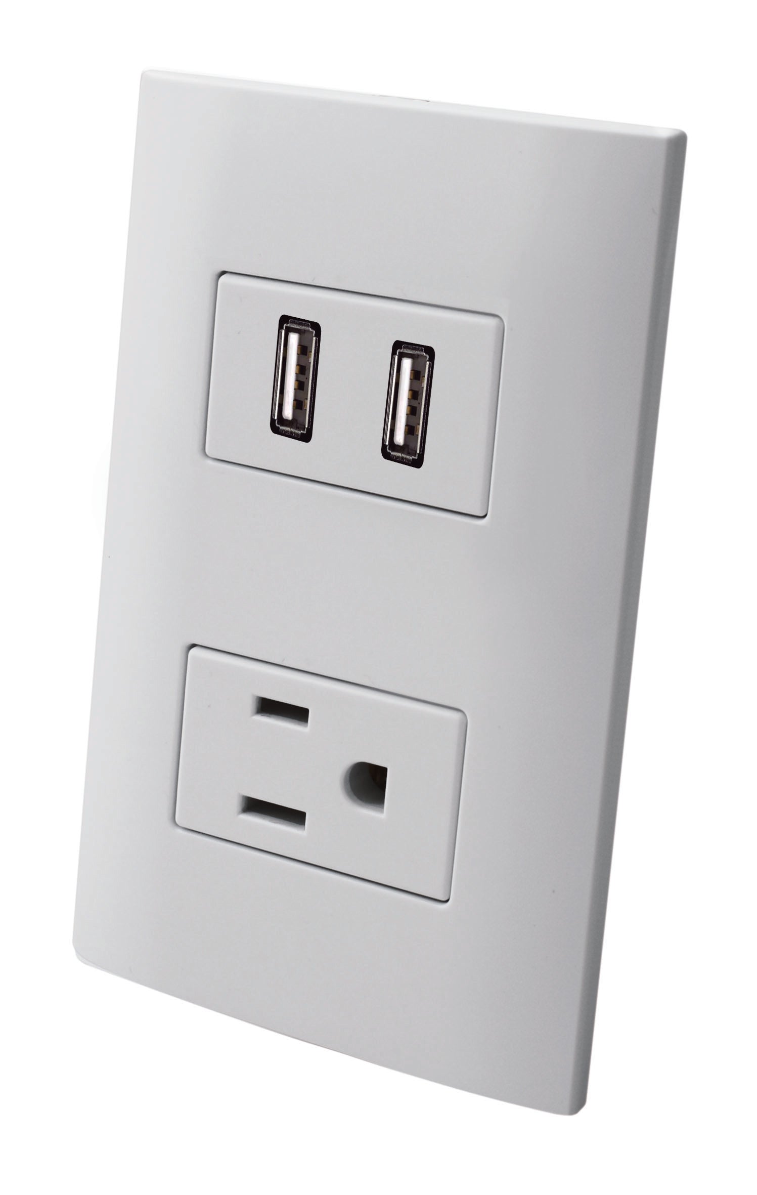 Contacto aterrizado con dos puertos USB con placa plastica - Champagne - Linea ALTIMUS