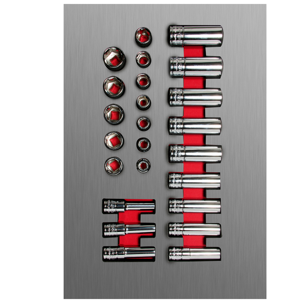 Juego de dados cortos y largos cuadro de 3/8" métricos 24 piezas, CH107L-C