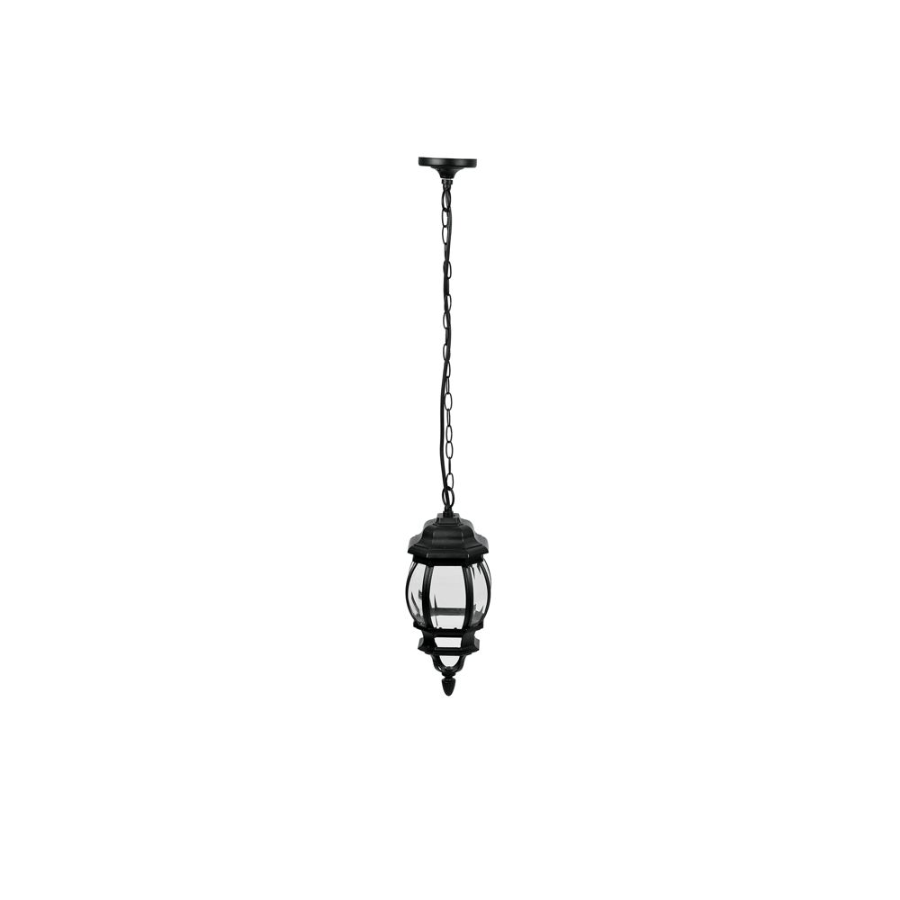 Arbotante tipo farol tradicional colgante p/exterior, negro