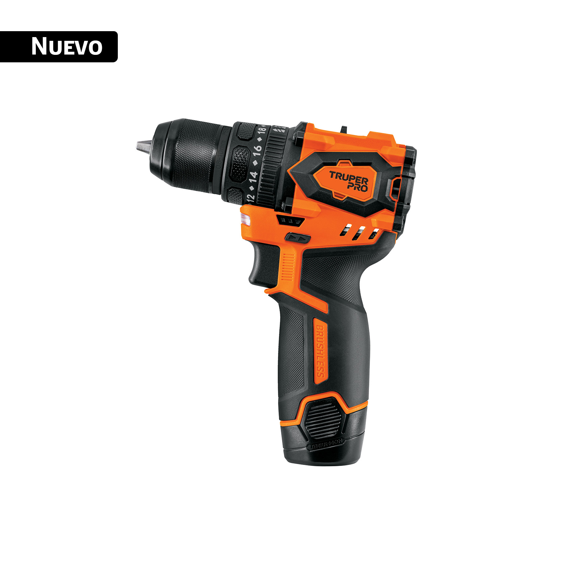 Taladro/destornillador 3/8', 12V, 1 batería 2Ah, TRUPER PRO