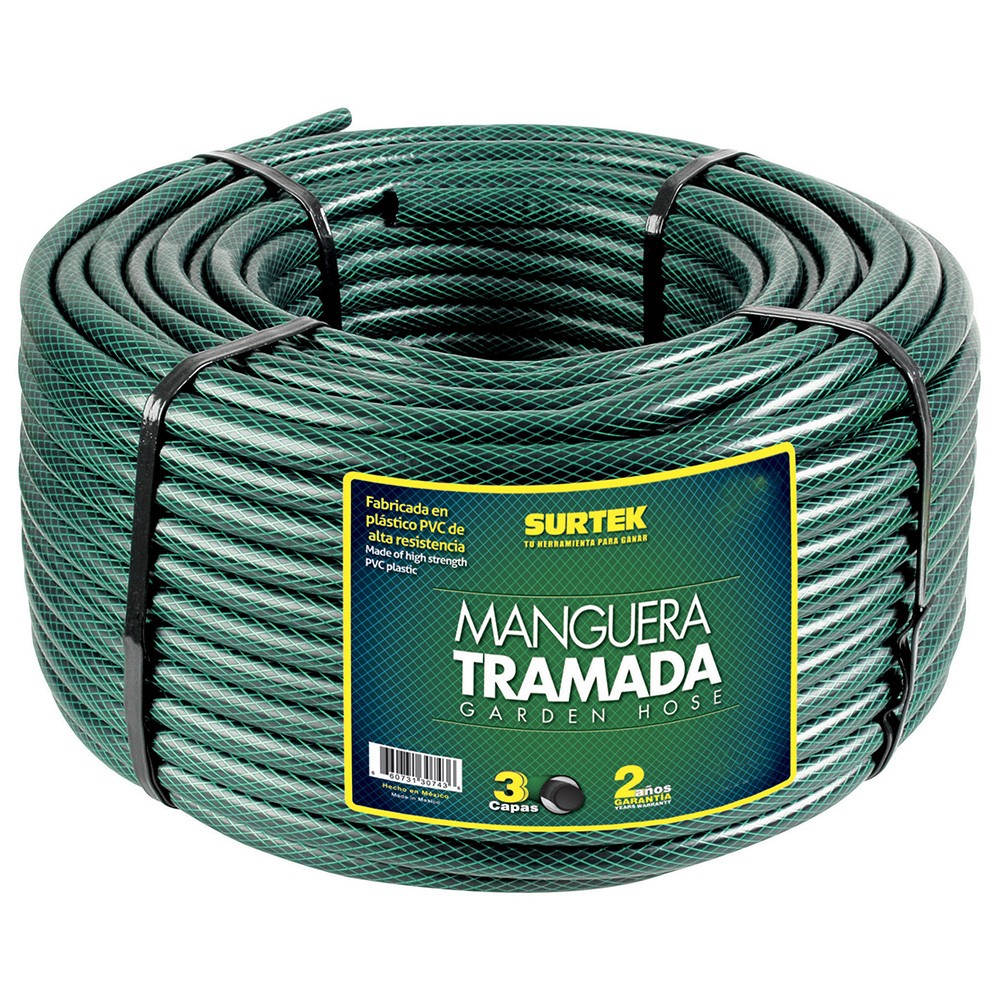 Manguera para jardín tramada verde en rollo 3/4", 100 m