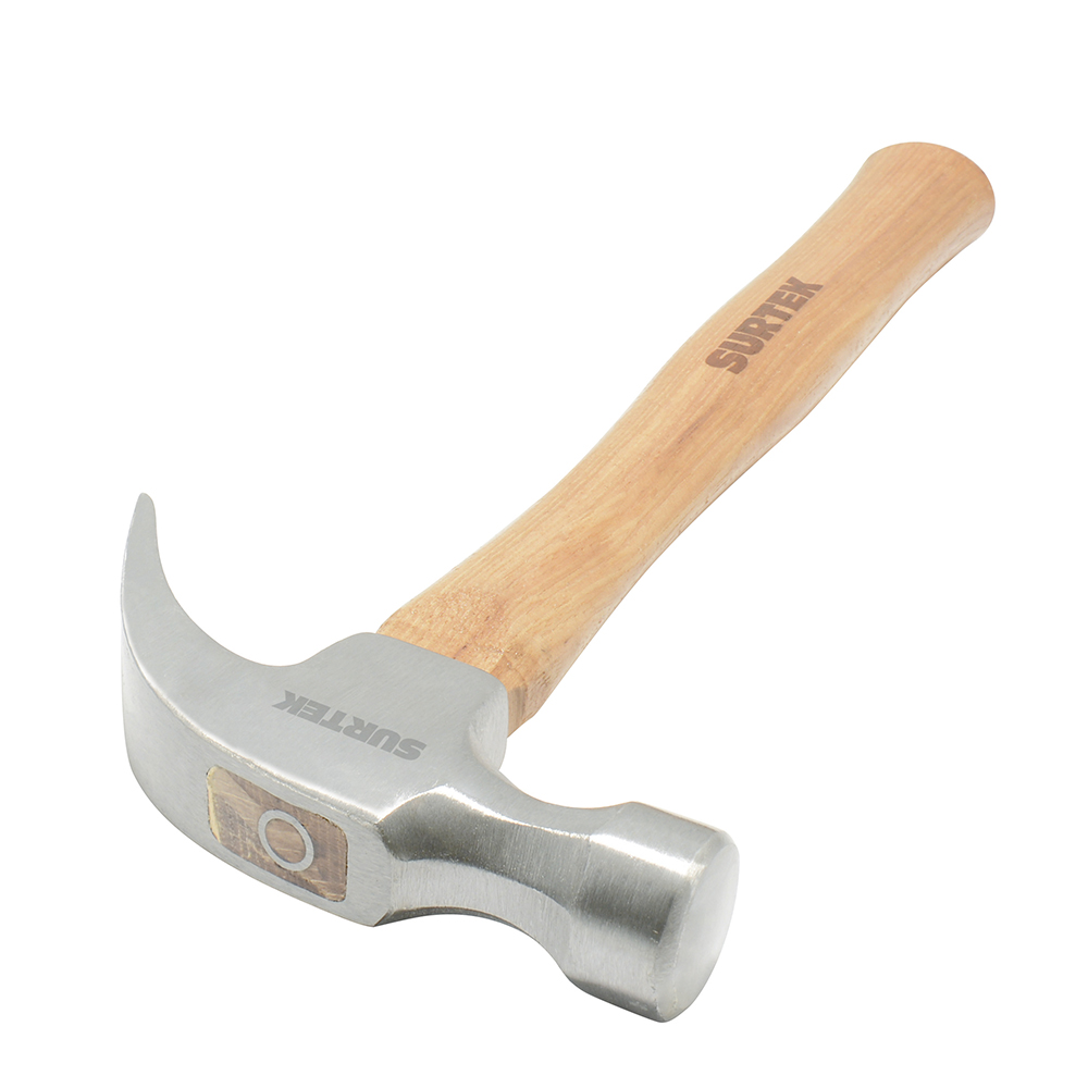 Martillo de uña curva pulido con mango de madera 11", 8 oz