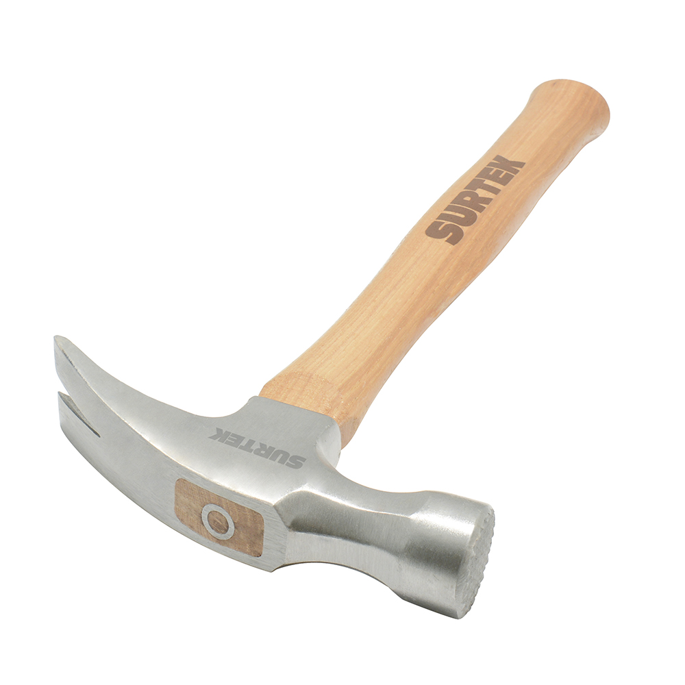 Martillo de uña recta con cabeza fresada con mango de madera 16", 24 oz